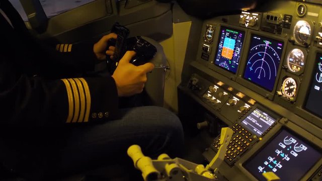 Civil aircraft cockpit.