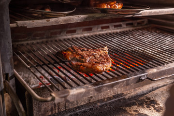 food, craft and meat concept - delicious roasted steak