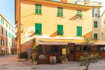 Beautiful streets of Sestri Levante, Genoa, Italy. Summer cityscape