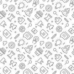Marketing seamless pattern with thin line icons