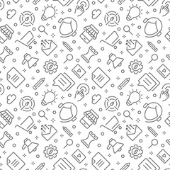 Marketing seamless pattern with thin line icons