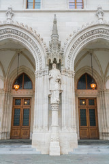 Fototapeta na wymiar Exterior view of the entrance of Hungarian Parliament Building