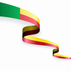 Benin flag wavy abstract background. Vector illustration.