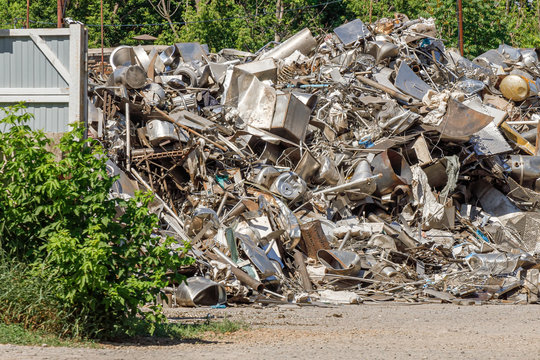 Large Heap Of Scrap Stainless Steel Lies At The Receiving Point