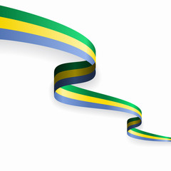 Gabon flag wavy abstract background. Vector illustration.