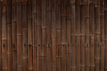 wooden wall of window and old house in Japan. low key and soft focus.
