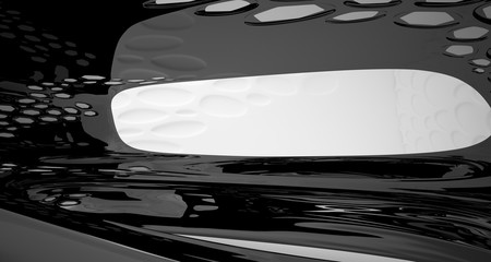 Abstract white and black smooth  parametric interior with window. 3D illustration and rendering.