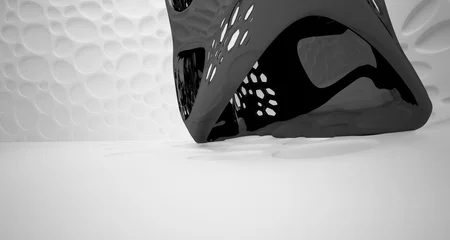 Poster Abstract white and black smooth  parametric interior with window. 3D illustration and rendering. © SERGEYMANSUROV