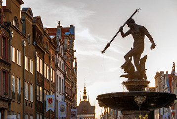 Sculpture of Neptune in old town market in Gdansk © pab_map