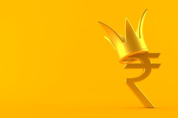 Rupee currency symbol with golden crown