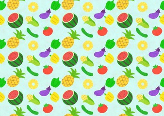 夏野菜とフルーツのパターン