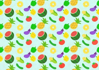 夏野菜とフルーツのパターン