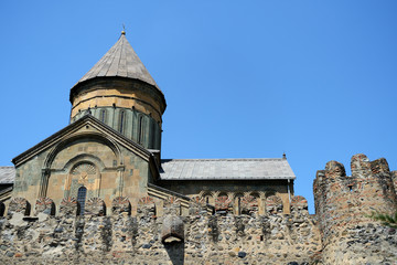 Fototapeta na wymiar Ancient Svetitskhoveli Orthodox Cathedral in Mtskheta, Georgia