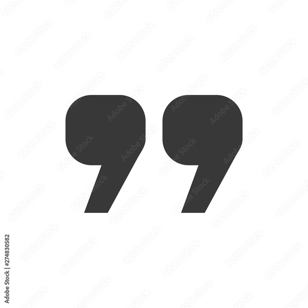 Poster Quote icon flat style template black color editable. Quote symbol Flat vector sign isolated on white background. Simple logo vector illustration for graphic and web design.