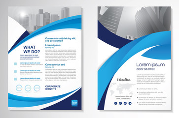 Template vector design for Brochure, AnnualReport, Magazine, Poster, Corporate Presentation, Portfolio, Flyer, infographic, layout modern with blue color size A4, Front and back, Easy to use and edit.