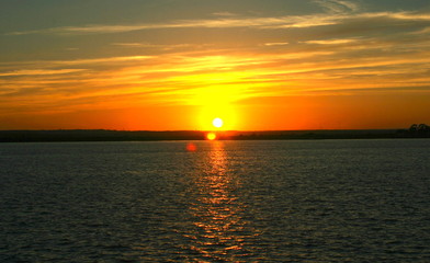 Sunset at river Tinto Huelva Spain