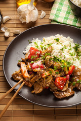 Chinese sticky pork sirloin roasted with a sweet and savory sauc