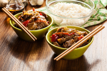 Chinese sticky pork sirloin roasted with a sweet and savory sauc