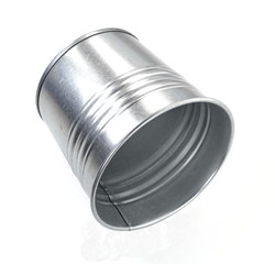 Metallic bucket. Isolated on white background. Galvanized metal bucket. 