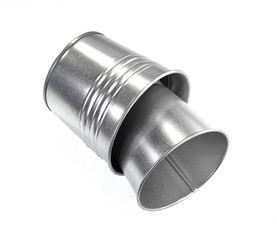 Metallic bucket. Isolated on white background. Galvanized metal bucket. 