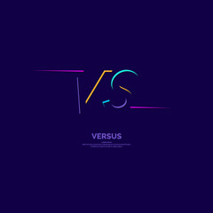 Bright poster symbols of confrontation VS. Vector illustration on dark background.