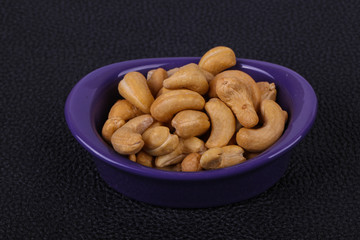 Cashew nuts heap in the bowl