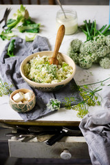 Cauliflower puree with herbs and feta