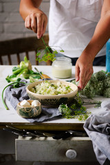 Cauliflower puree with herbs and feta
