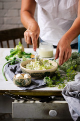 Cauliflower puree with herbs and feta