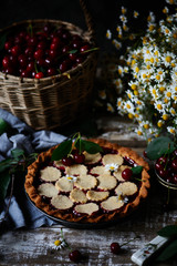 Cherry Almond Cake.style rustic. natural light