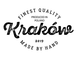 krakow production label on white