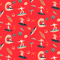 Surfing pattern seamless design graphic