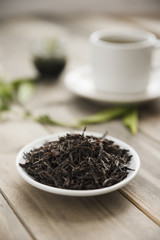 Tea leaves on a plate