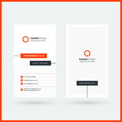 Vertical double-sided black and red modern business card template. Vector illustration. Stationery design