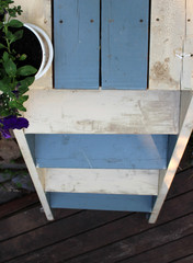 blue and white stairs