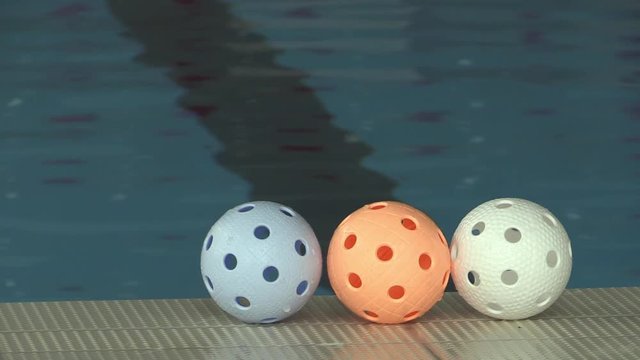 Floorball Balls Besides The Pool