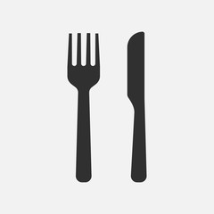 Knife and fork icon vector isolated on white background. Vector illustration.