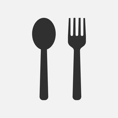 Fork and spoon icon isolated on white background. Vector illustration.