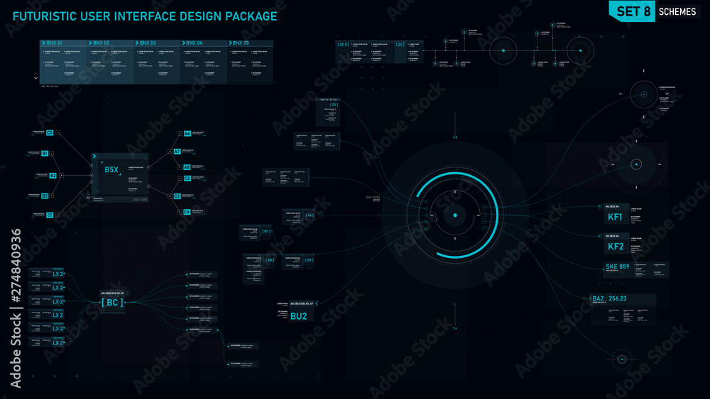 Poster futuristic user interface design element set 08