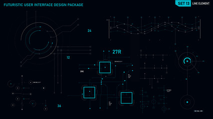 Futuristic user interface design element set 13