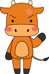 Full-length illustration of the cute beef cow character