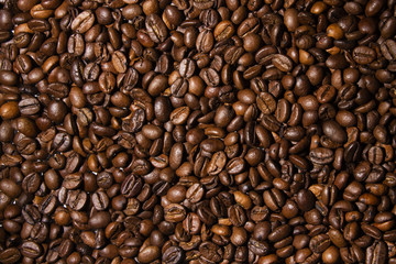 beautiful grains of aromatic coffee large