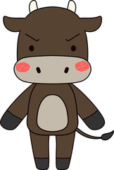 Full-length illustration of the cute black beef cow character