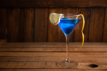 blue lagoon cocktail in glass