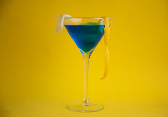 blue lagoon cocktail in glass