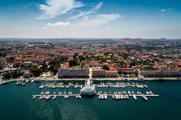 Aerial view of Pula harbor, Istria, Croatia