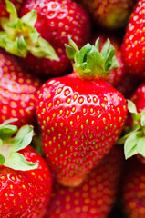 Background of fresh ripe strawberries macro. Organic juicy berries.