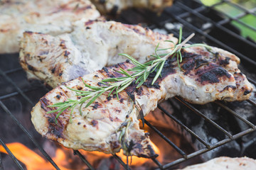 Grilled pork steaks with rosemary