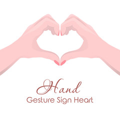 Hand Gesture Sign Heart isolated on white.