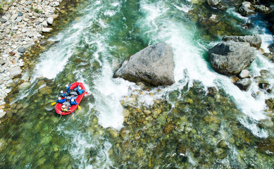 White water rafting on alpine river